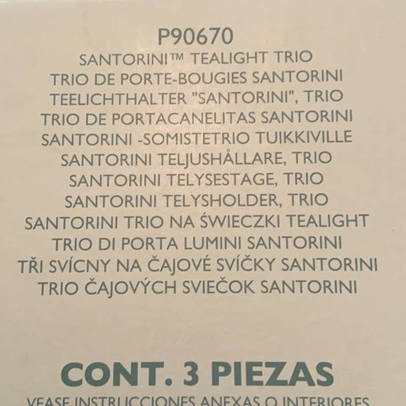 PartyLite “Santorini” Tealight Trio Candle Holders Clear Turquoise Navy Blue - Picture 9 of 10